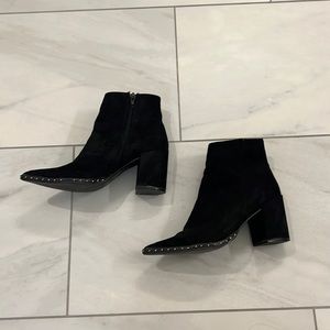 Black pointed toe booties